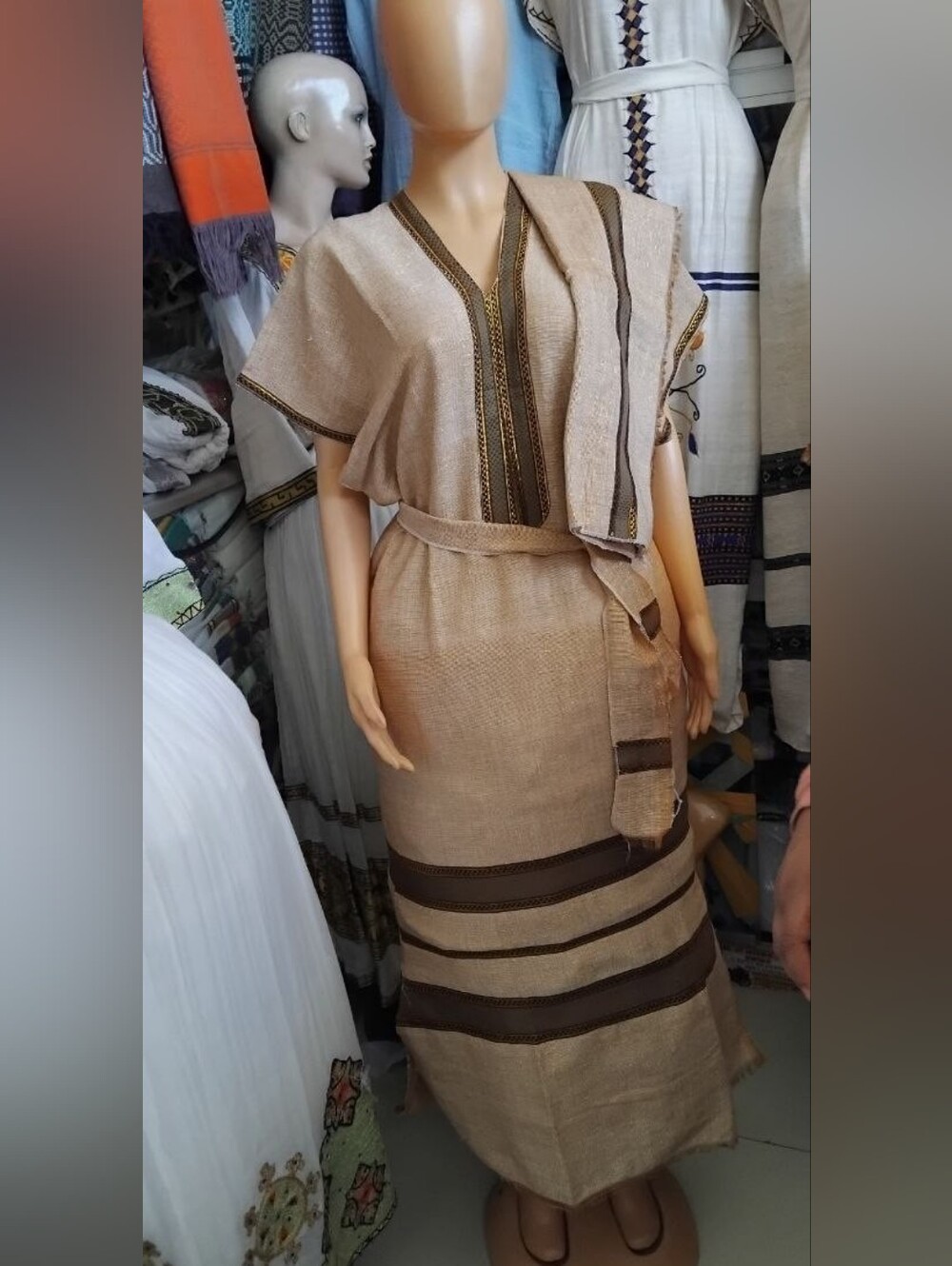 Ethiopian Eritrean Habesha Dress + Scarf Traditional 100% Cottion